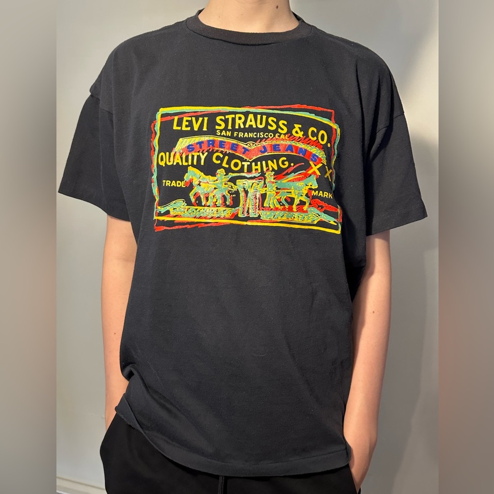 Vintage Levi's Black Graphic T-Shirt Men’s L Single Stitched